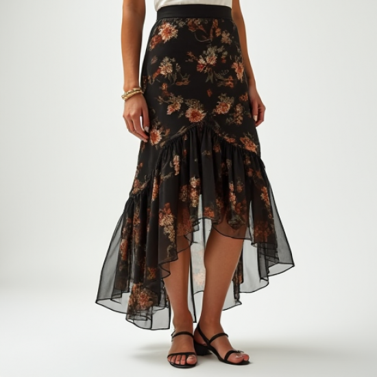 Women's Asymmetric Ruffle Skirt