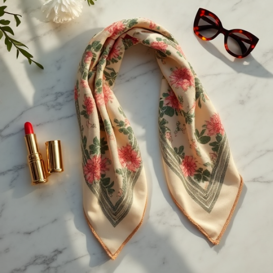 Vintage Inspired Floral Silk Headscarf