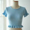 Ribbed Lettuce Edge Cropped Tee