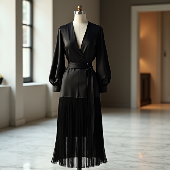 Women's Dramatic Fringe Wrap Dress