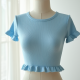 Ribbed Lettuce Edge Cropped Tee