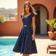 Women's Retro Polka Dot Midi Dress