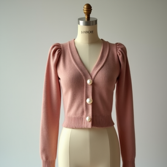 Cropped Cardigan With Pearl Buttons
