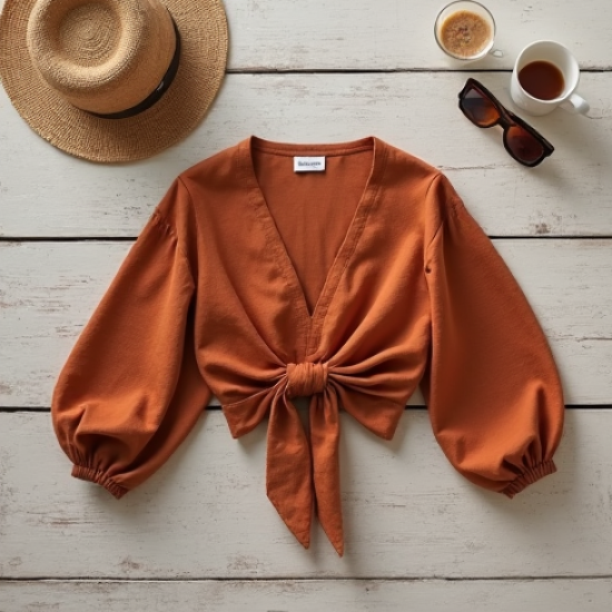 Women's Tie-Front Crop Blouse