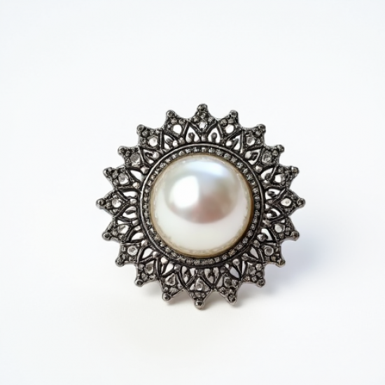 Vintage Pearl-Inlaid Decorative Brooch