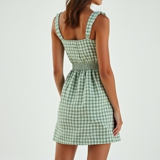 Women's Gingham Check A-Line Dress