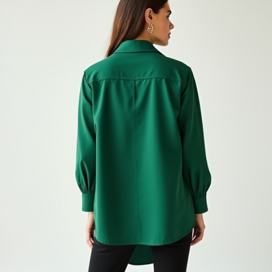 Women's Emerald Green Poplin Blouse
