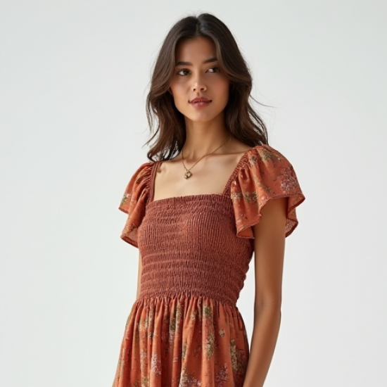 Women's Smocked Waist Maxi Dress