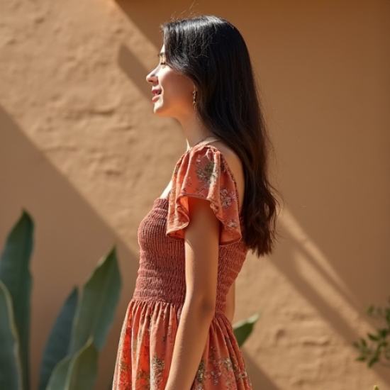 Women's Smocked Waist Maxi Dress