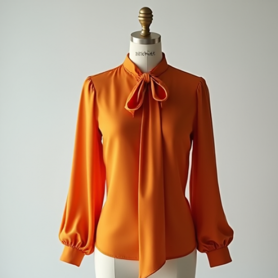 Women's Tangerine Tie-Neck Shirt