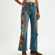 Floral Embroidery Vintage Style Jeans