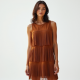 Women's Suede Fringe Shift Dress