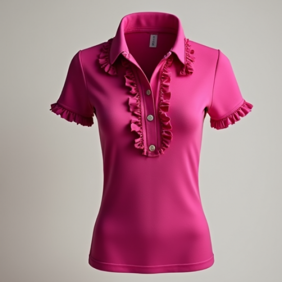 Women's Magenta Ruffle-Trim Polo