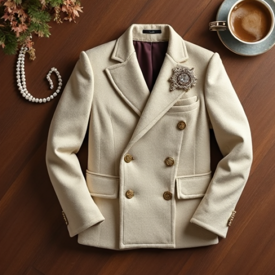 Women's Tweed Blazer with Brooch