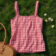 Wide-Strap Gingham Picnic Cami