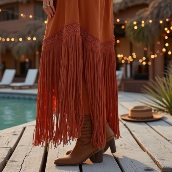 Women's Boho Fringe Detail Dress