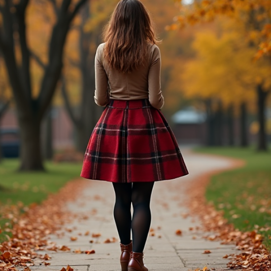 Plaid High-Waisted Casual Skort