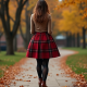 Plaid High-Waisted Casual Skort