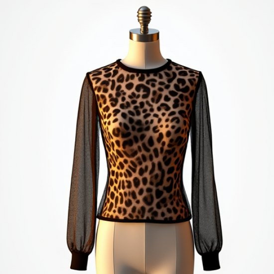 Leopard Print Breathable Mesh Top