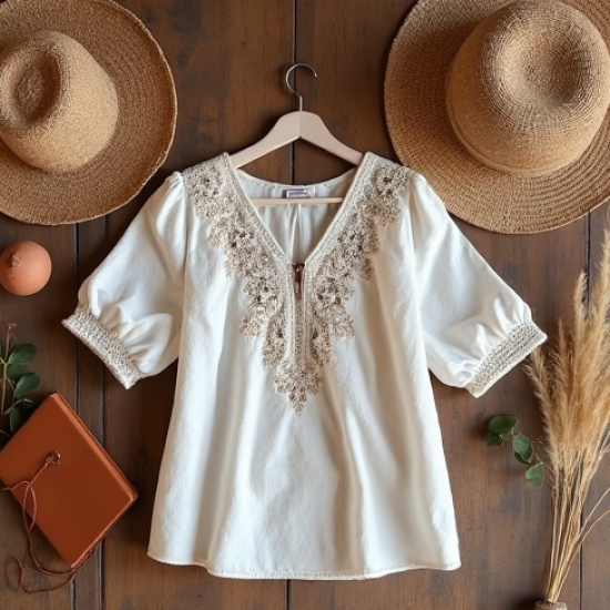 Boho Style Embroidered Lace Blouse