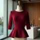 Peplum Waist Stretch Ponte Top