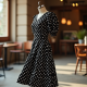 Women's Bold Dot Puff-Sleeve Dress