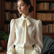 Women's Literary Bow Blouse
