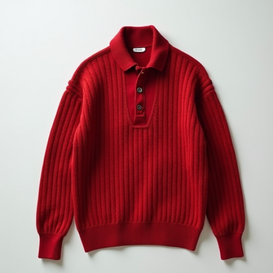 Women's Cherry Red Polo Knit Top