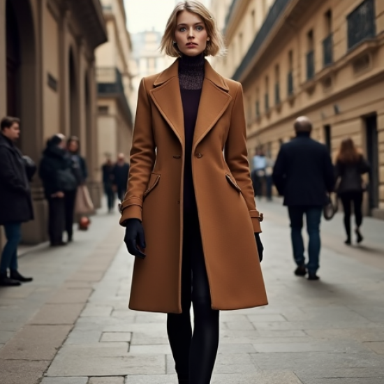 Women's Dramatic Lapel Wool Coat