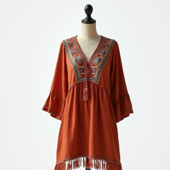 Boho Tassel Hem Ethnic Kurti