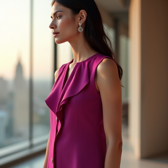 Women's Fuchsia Layered Bib Top