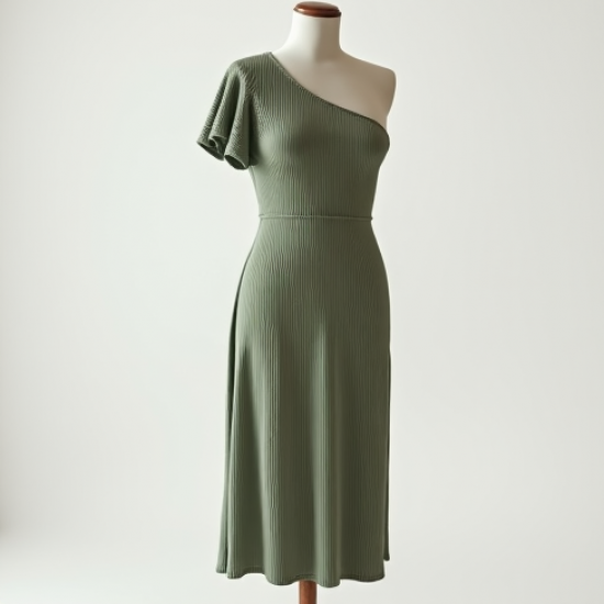 One-Shoulder Ribbed Night Dress