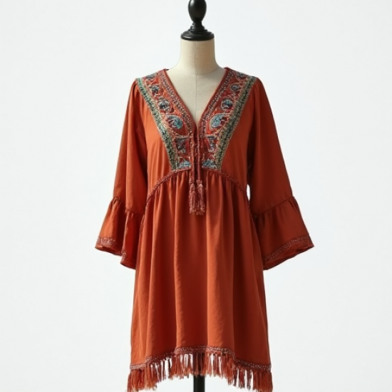 Boho Tassel Hem Ethnic Kurti