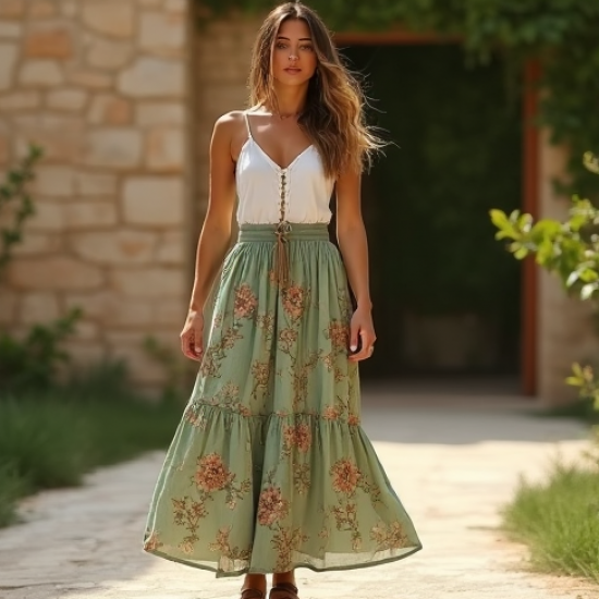 Women's Tiered Maxi Skirt