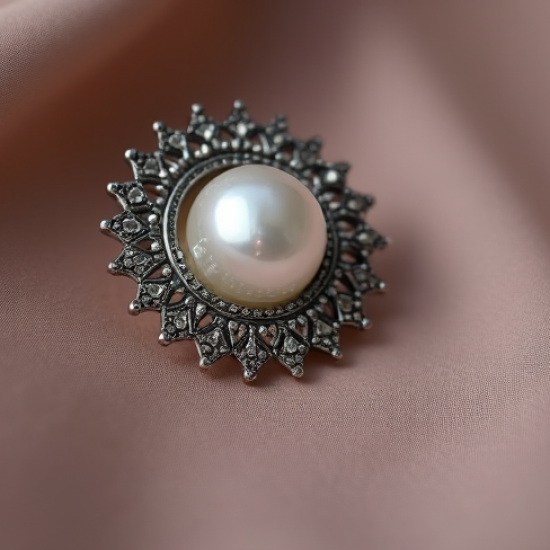 Vintage Pearl-Inlaid Decorative Brooch