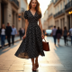 Women's Bold Dot Puff-Sleeve Dress