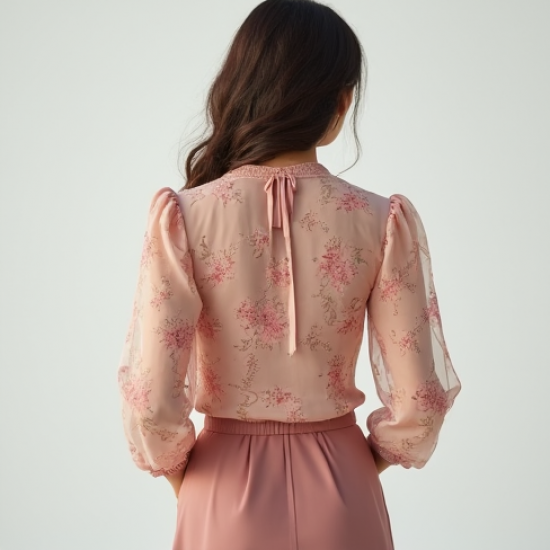 Women's Balloon Sleeve Chiffon Blouse