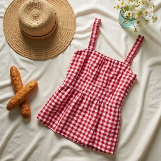 Wide-Strap Gingham Picnic Cami