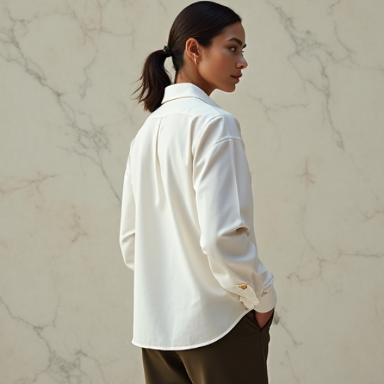 Women's Oversized Gold Button Shirt