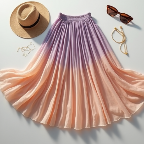 Pastel Ombre Micro-Pleated Skirt