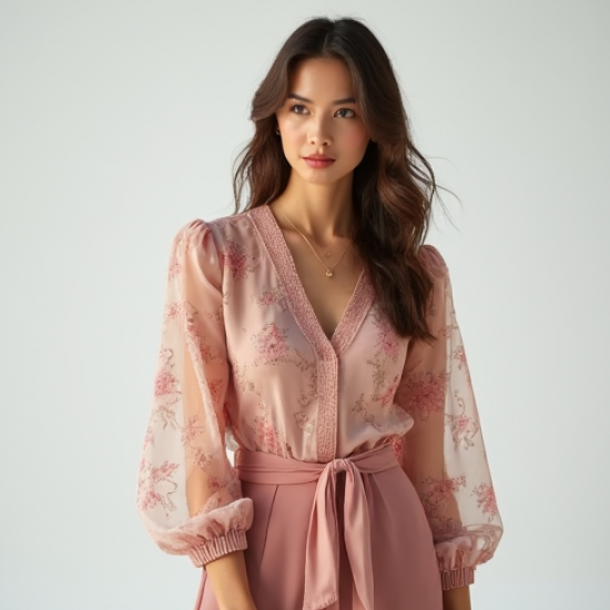 Women's Balloon Sleeve Chiffon Blouse
