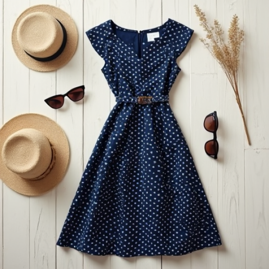 Women's Retro Polka Dot Midi Dress