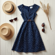 Women's Retro Polka Dot Midi Dress