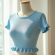 Ribbed Lettuce Edge Cropped Tee