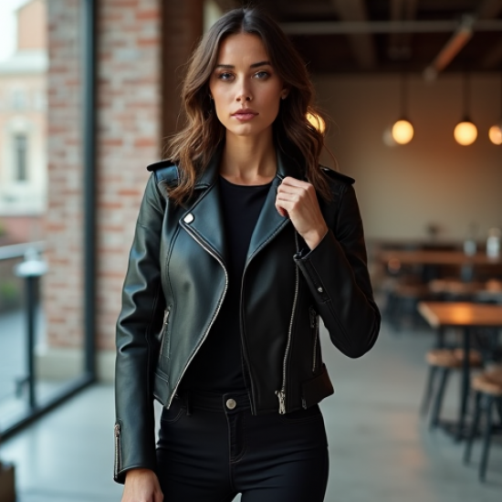 Women's Faux Leather Biker Jacket