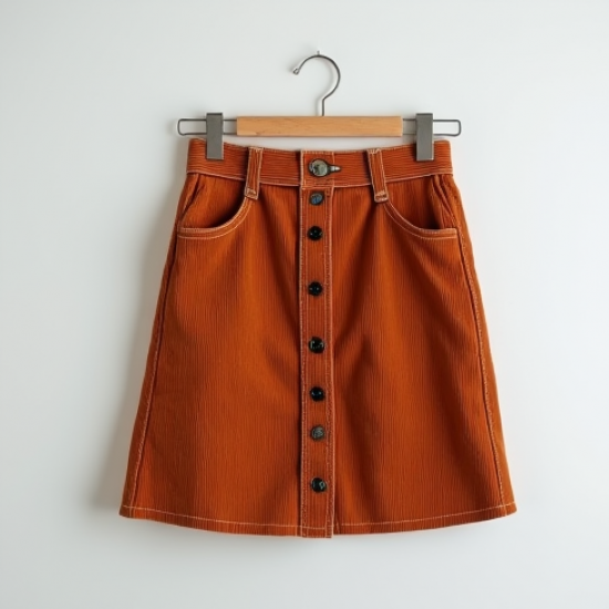 Button-Up Corduroy Retro Mini Skirt