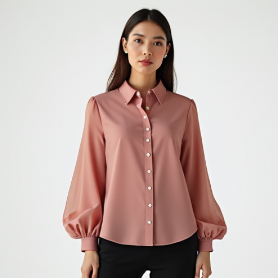 Lantern Sleeve Chiffon Work Shirt