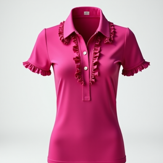 Women's Magenta Ruffle-Trim Polo