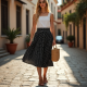 Polka Dot Flare A-Line Skirt