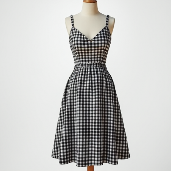 Women's Black & White Checkerboard Sundress